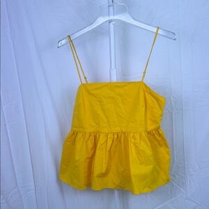 Express poplin peplum babydoll cami yellow size small NWT